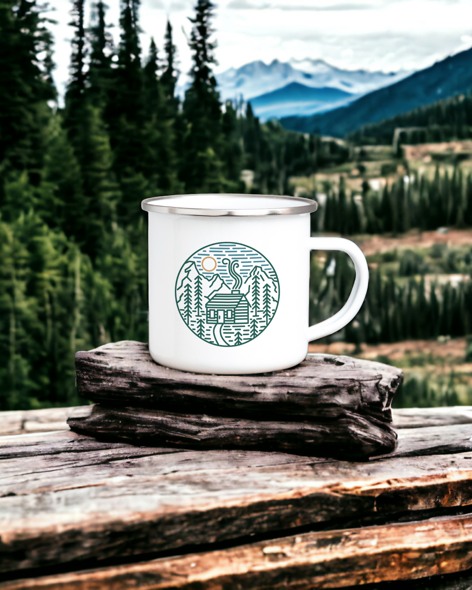 Cabin in the woods Enamel Mug Sovende Bjorn