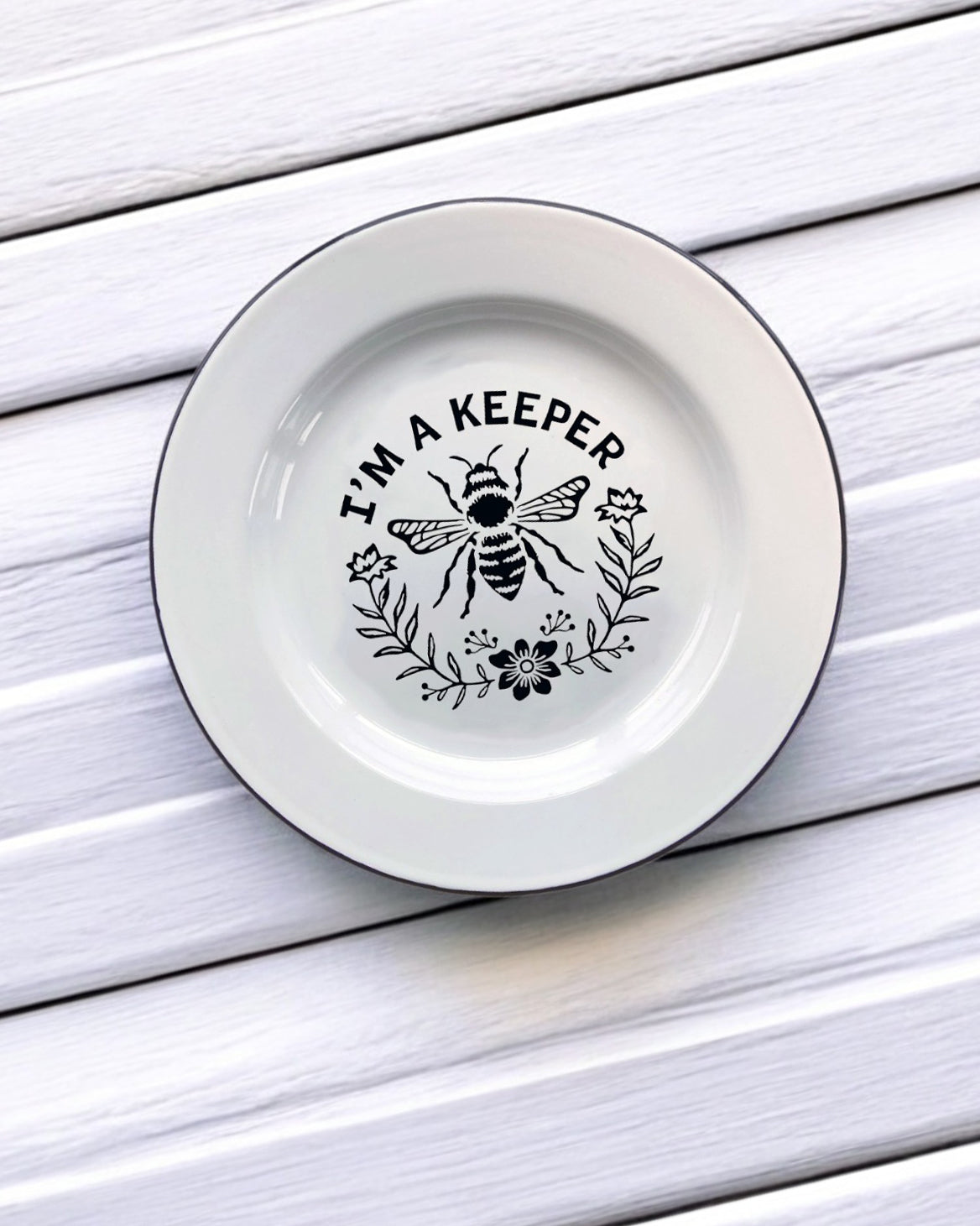 I'm a Keeper, Bee, Decorative Enamel Plate