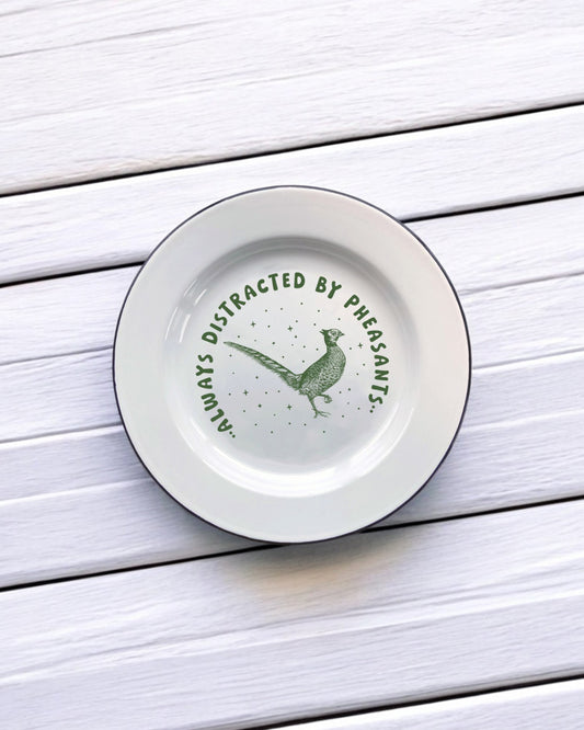 Always distracted by pheasants Decorative Enamel Plate