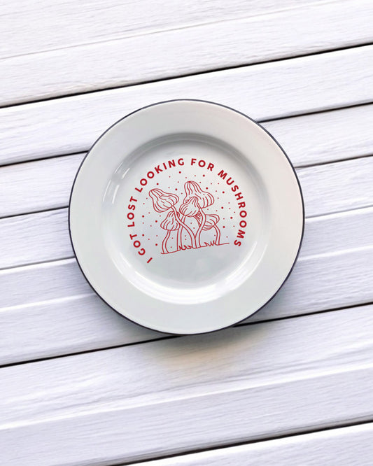 I got lost looking for mushrooms Decorative Enamel Plate