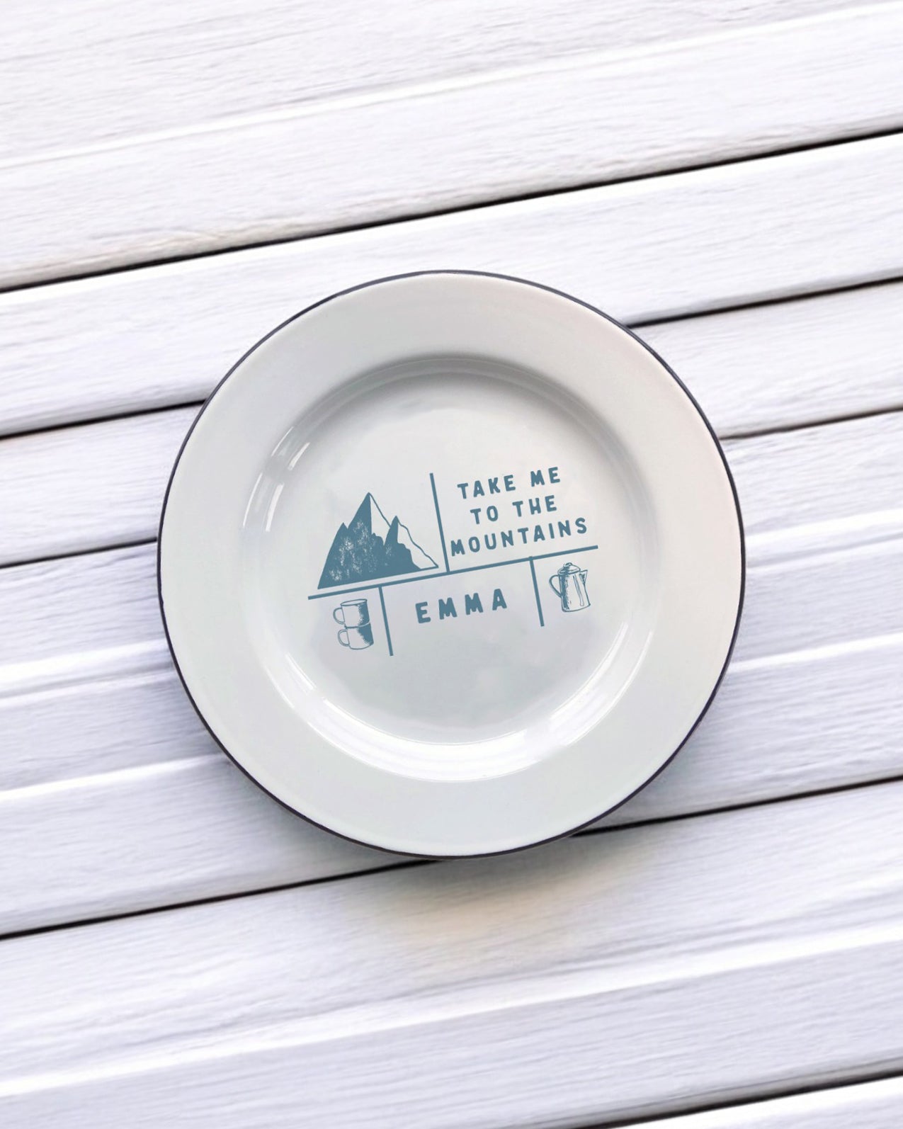 Take me to the mountain, personalised Decorative Enamel Plate