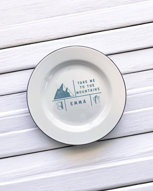 Take me to the mountain, personalised Decorative Enamel Plate