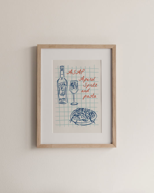 ASAP - Aperol spritz and Pasta, A4 Print