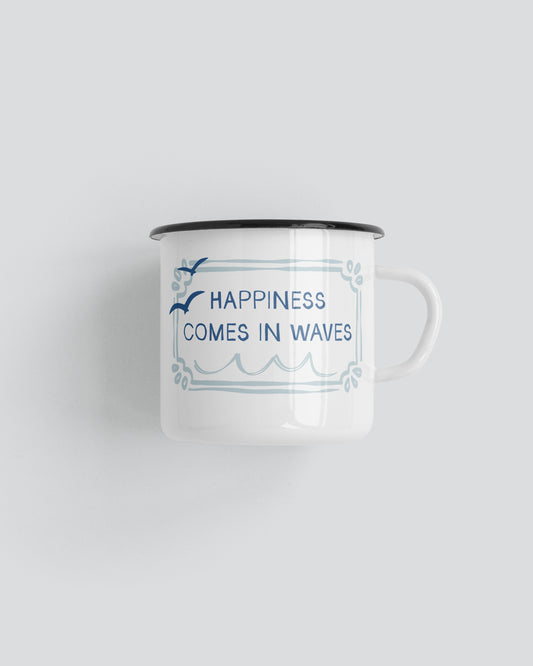 Happiness Comes in Waves Camping Mug