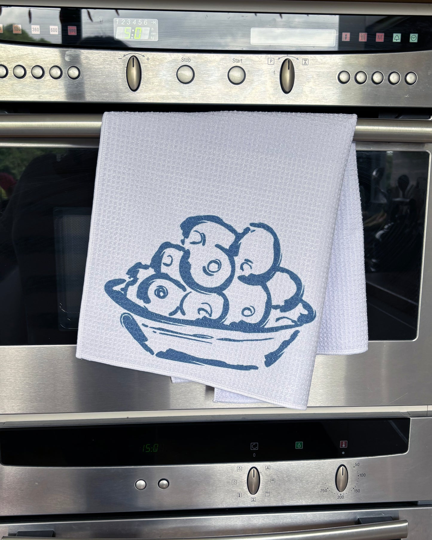 Olives, waffle tea towel