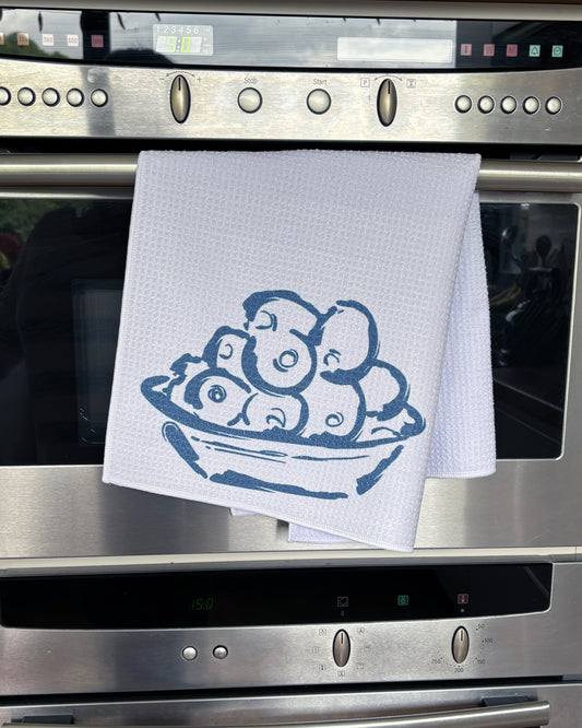 Olives, waffle tea towel