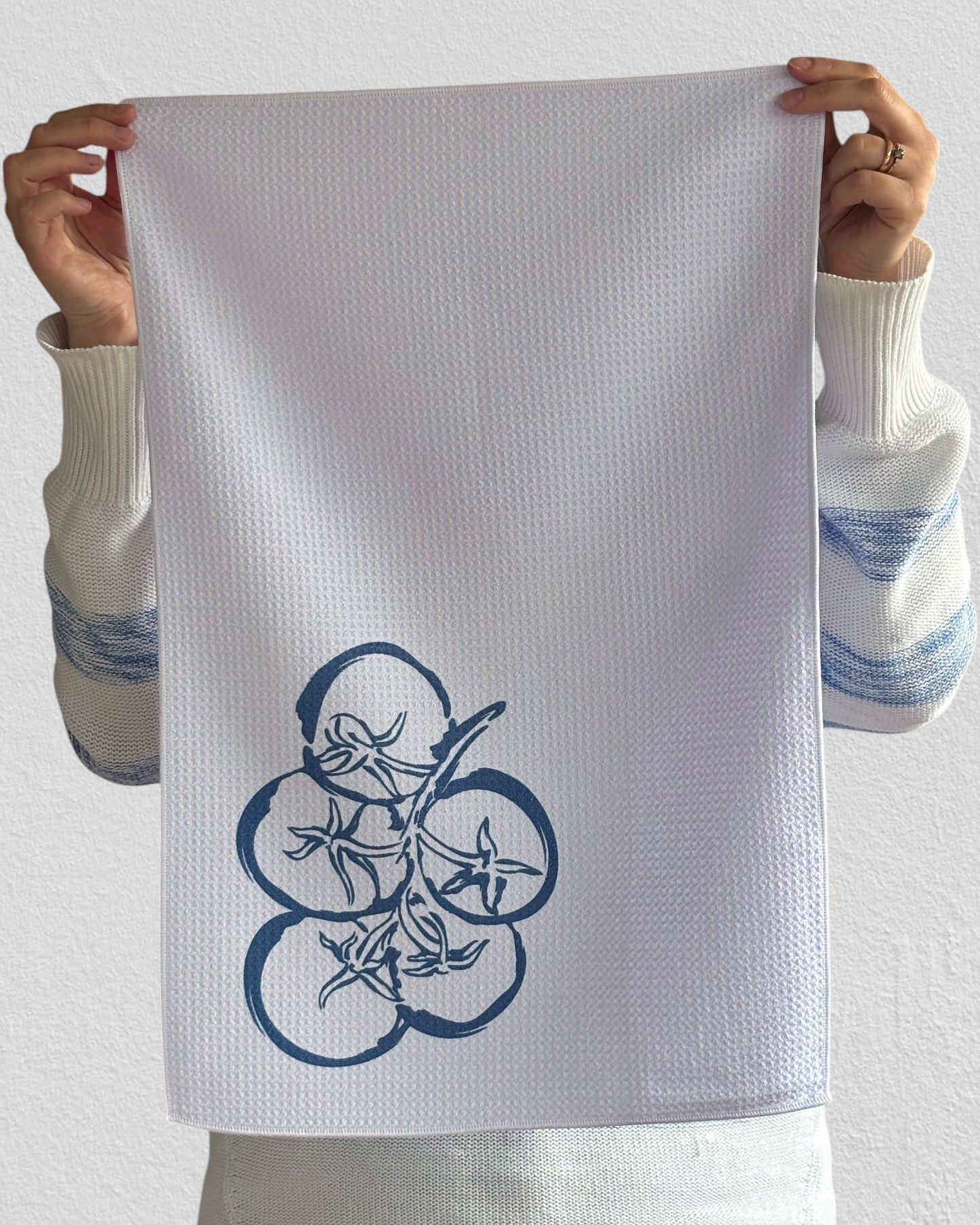 Tomatoes, waffle tea towel
