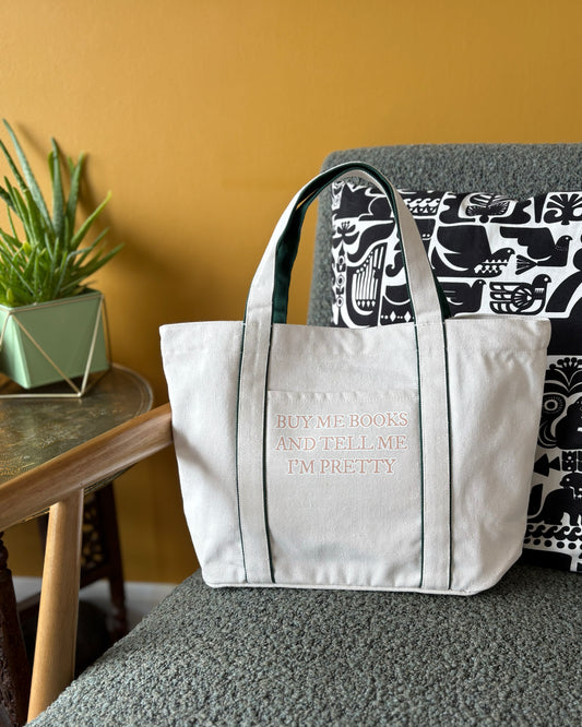 Buy me books and tell me I'm pretty - Heatherfall Tote Bag