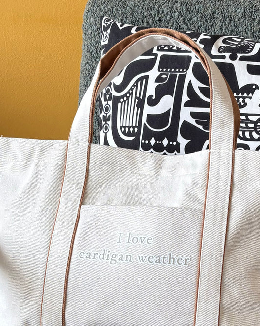 I love cardigan weather - Heatherfall Tote Bag