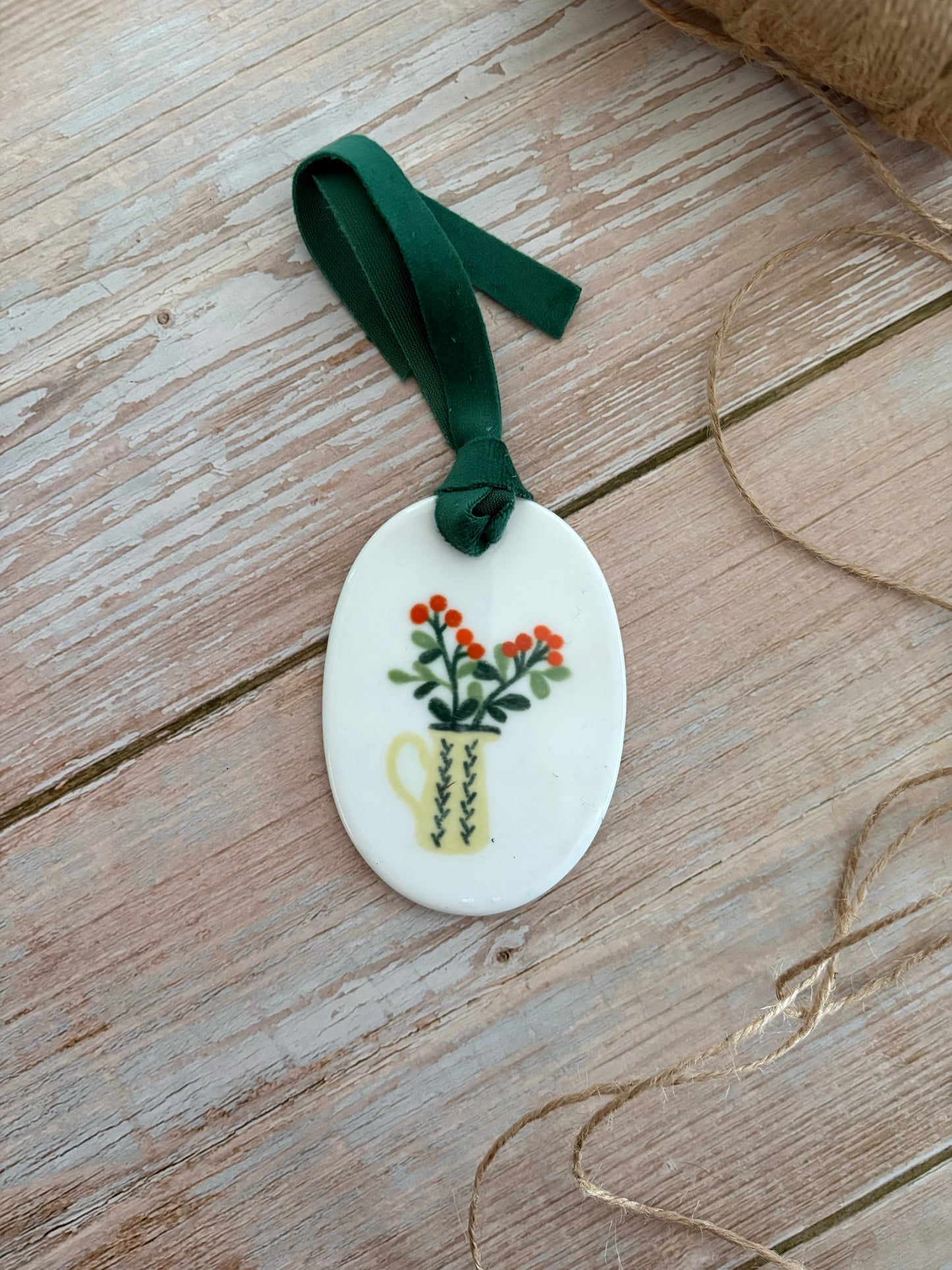 Christmas Flowers Ceramic Ornament
