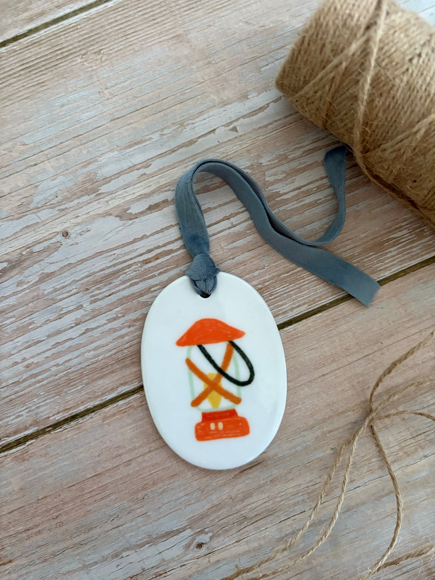 Camping lantern Ceramic Ornament