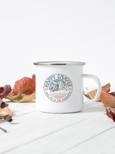 Load image into Gallery viewer, Happy Camper, Take Me To The Mountains - Enamel Mug - Sovende Bjorn
