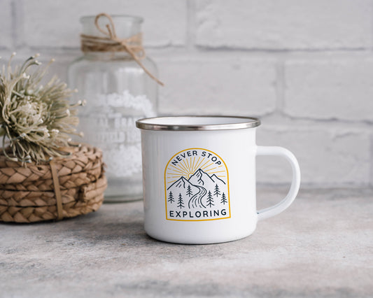 Never Stop Exploring - Enamel Mug