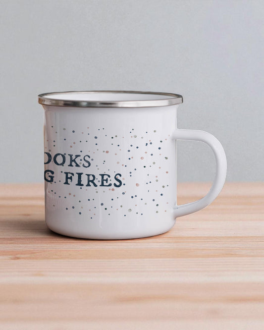 Spooky books and cosy log fires Camping Mug