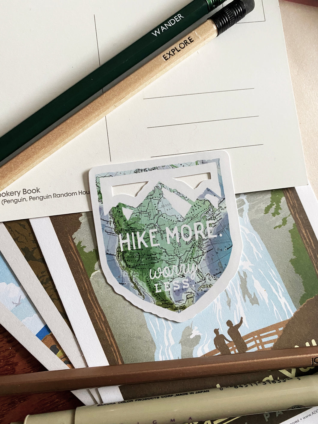Hike more worry less Sticker