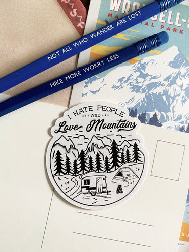 Hate people love mountains Sticker