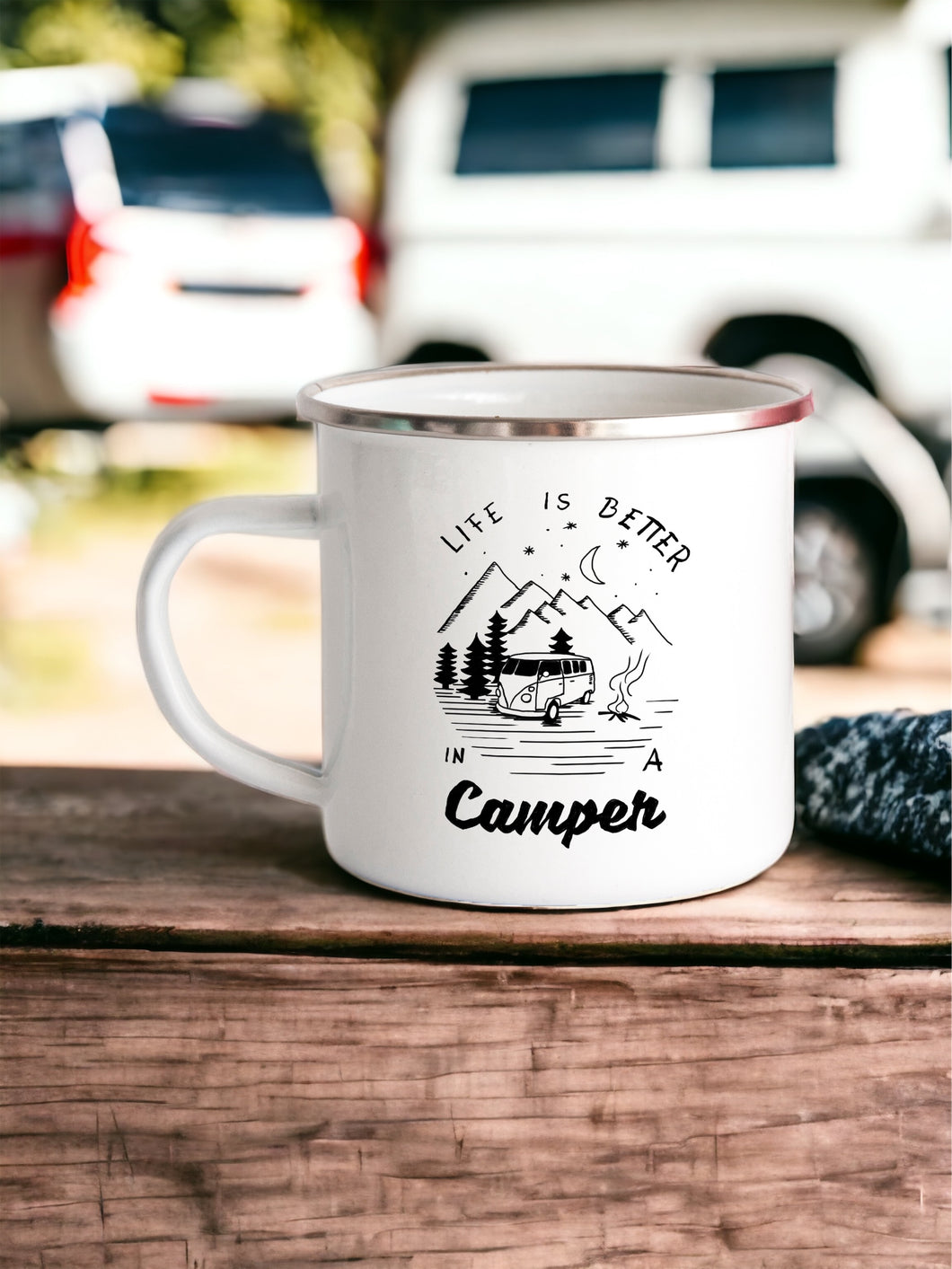 Life is better in a camper - Enamel Mug