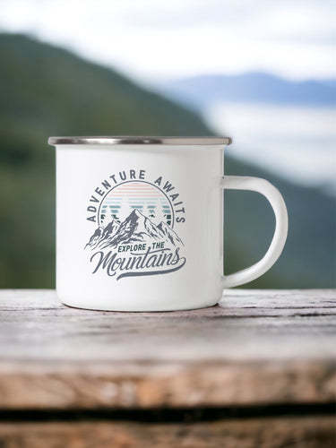 Adventure Awaits, Explore the Mountains - Enamel Mug