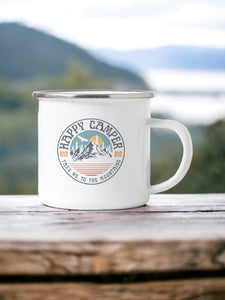 Happy Camper, Take Me To The Mountains - Enamel Mug
