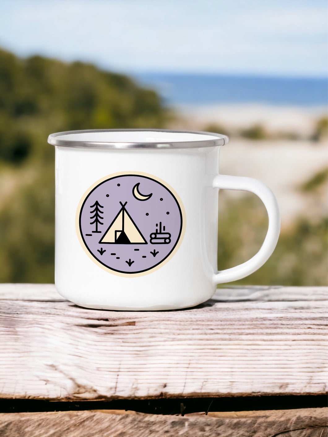 Camping Badge - Enamel Camping Mug