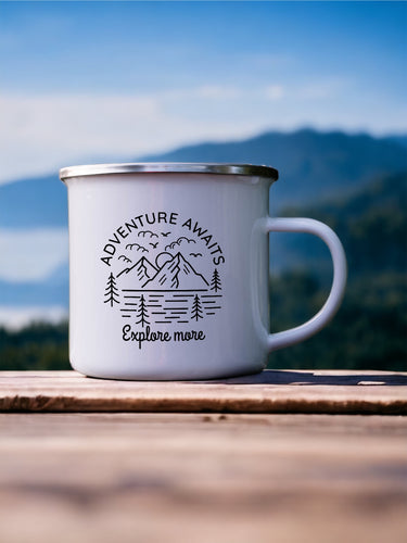 Adventure awaits, Explore - Enamel Mug