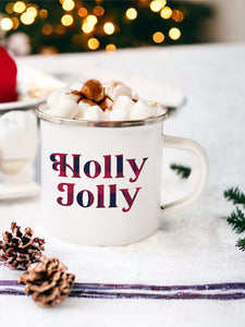Holly Jolly - Enamel Camping Mug