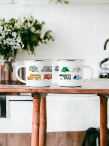 In the camper van - Enamel Camping Mug