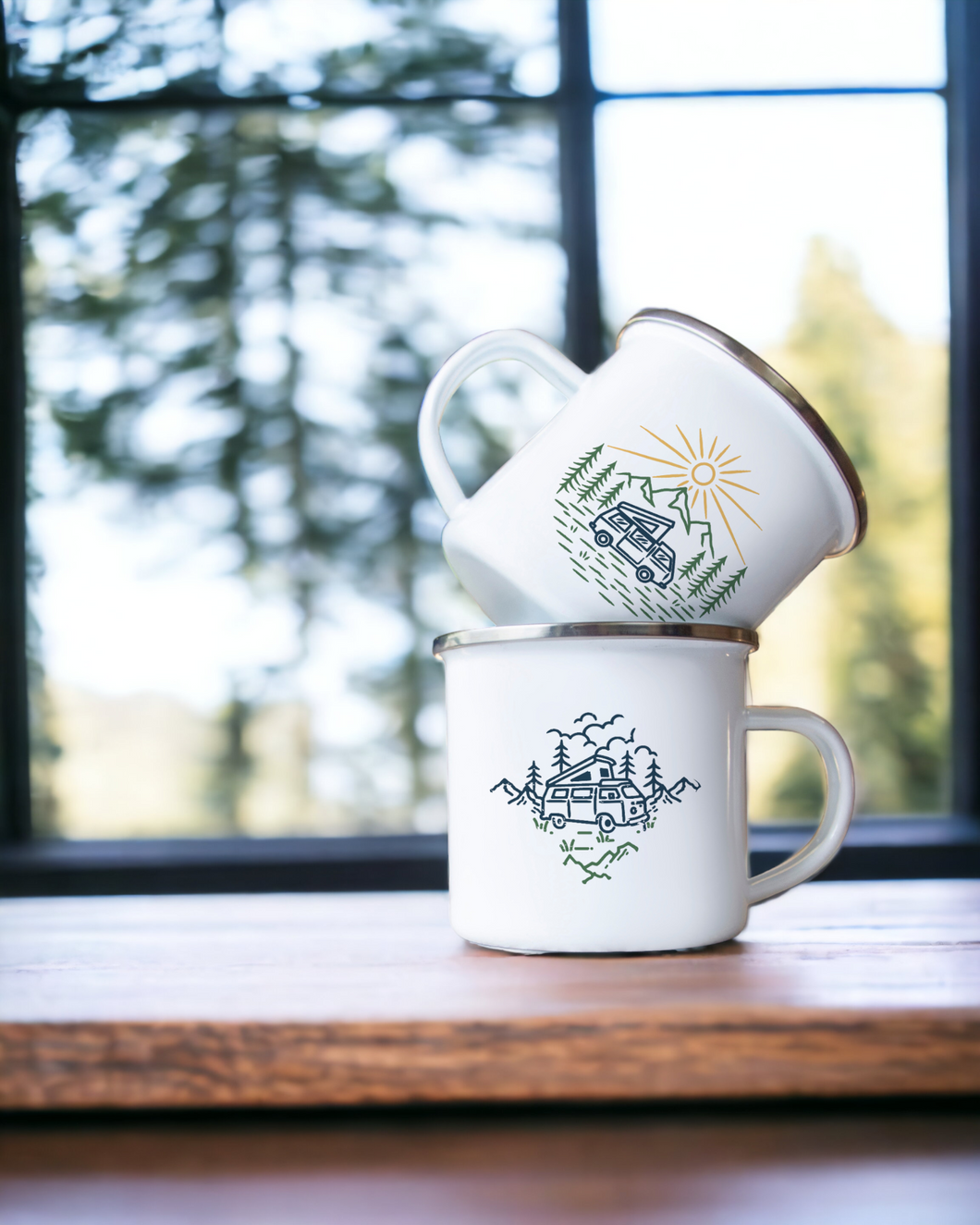 Set of two Enamel Camping Mugs