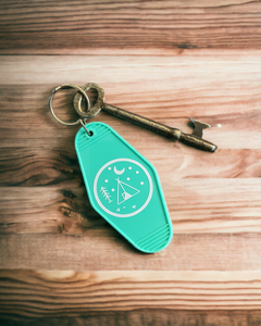 Camping retro motel style keyring