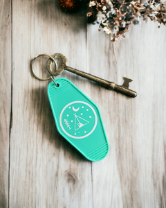 Camping retro motel style keyring