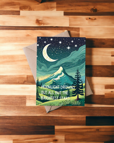 Moonlight drowns out all but the brightest stars blank notecard