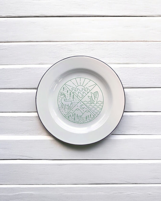 Mountains & the Sea Decorative Enamel Plate