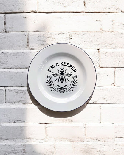 I'm a Keeper, Bee, Decorative Enamel Plate