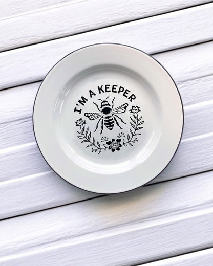 I'm a Keeper, Bee, Decorative Enamel Plate