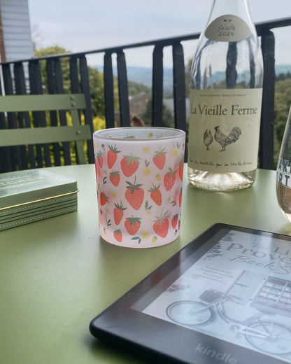 Strawberries Wild and Whimsy Glass Votive