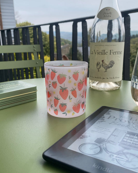 Strawberries Wild and Whimsy Glass Votive