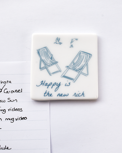 Happy is the new rich Fridge Magnet