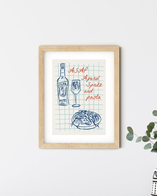 ASAP - Aperol spritz and Pasta, A4 Print
