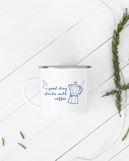 A Good Day Starts With Coffee Camping Mug