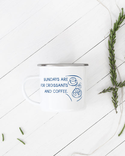 Sundays are for Coffee & Croissants Camping Mug