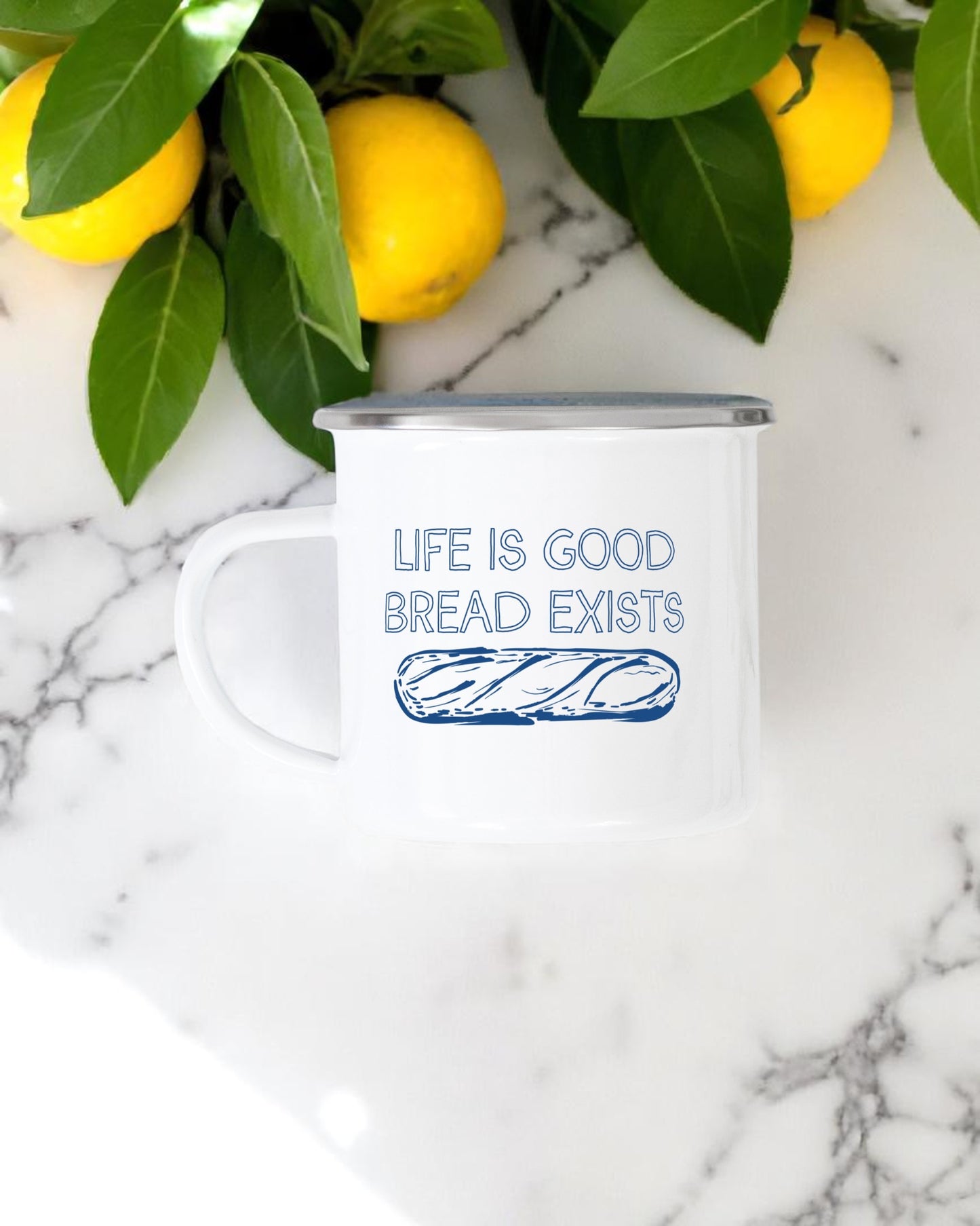 Life Is Good, Bread Exists Camping Mug
