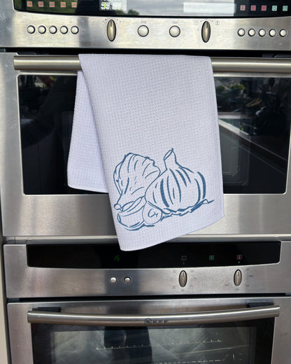 Garlic, waffle tea towel