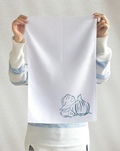Garlic, waffle tea towel