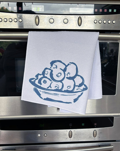 Olives, waffle tea towel