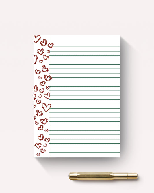 Love Hearts, A5 Jotter Pad