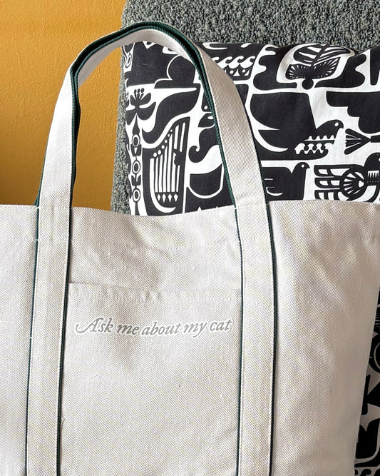 Ask me about my cat - Heatherfall Tote Bag