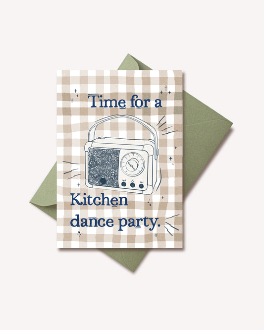 Time for a kitchen dance party Notecard