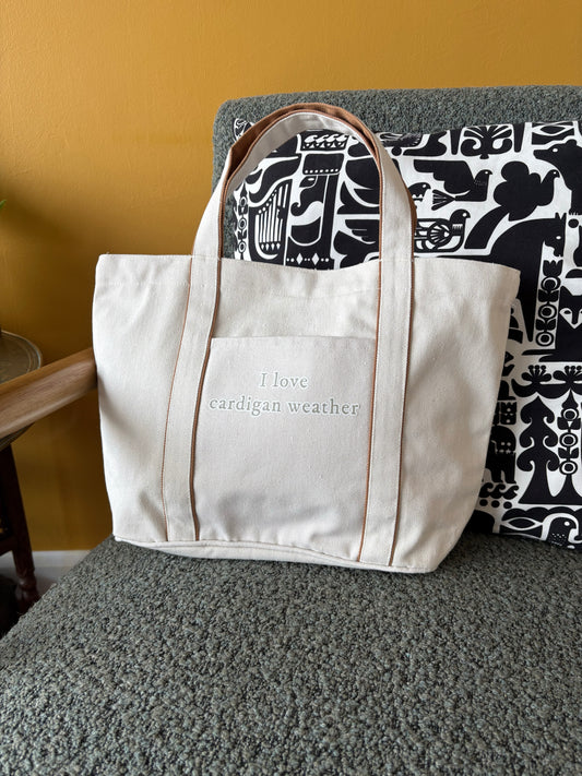 I love cardigan weather - Heatherfall Tote Bag