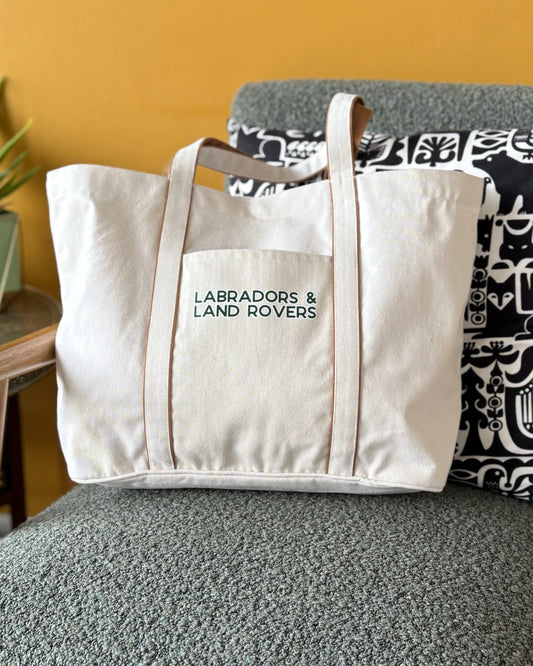 Labradors and landrovers - Heatherfall Tote Bag