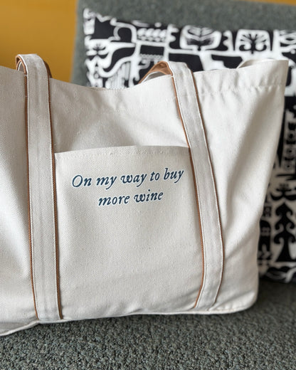 On my way to buy more wine - Heatherfall Tote Bag